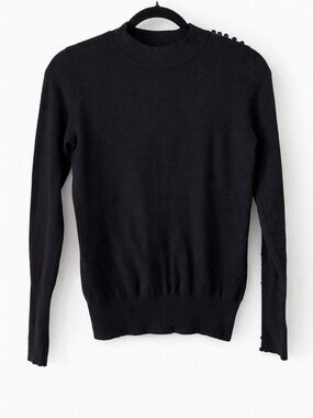 MINT VELVET UK Black Button-Shoulder Mock Turtleneck Sweater Size 4
